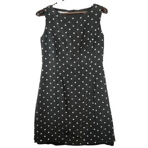 Womens Sz 12 100% Silk Polka Dot Sleeveless Sheath Dress Classic Chic Party